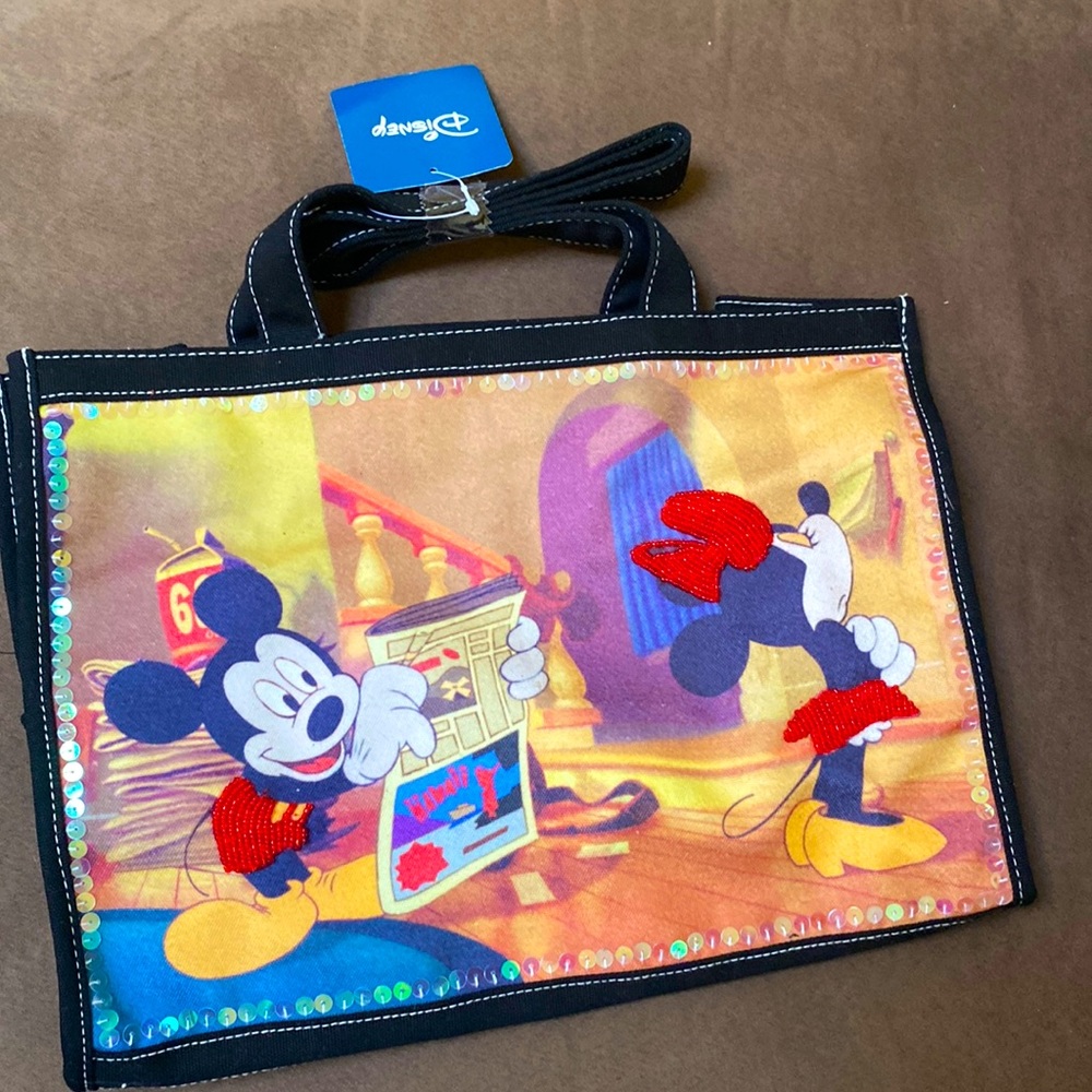 Disney Mickey Minnie Mouse Vintage Hawaiian shoulder handbag tote purse beaded